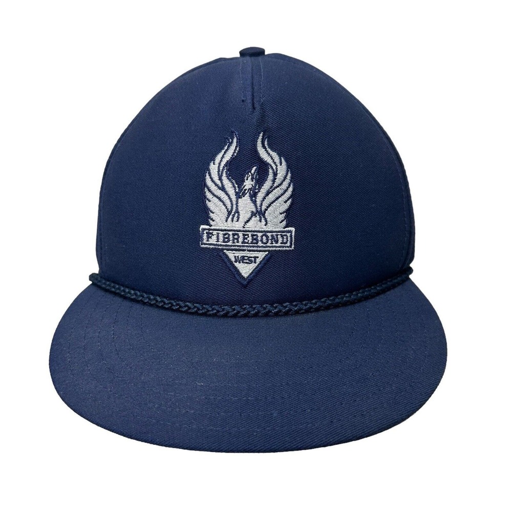 Vintage Fibrebond Hat Cap Blue Snapback Adjustable Universal Sports Made Usa